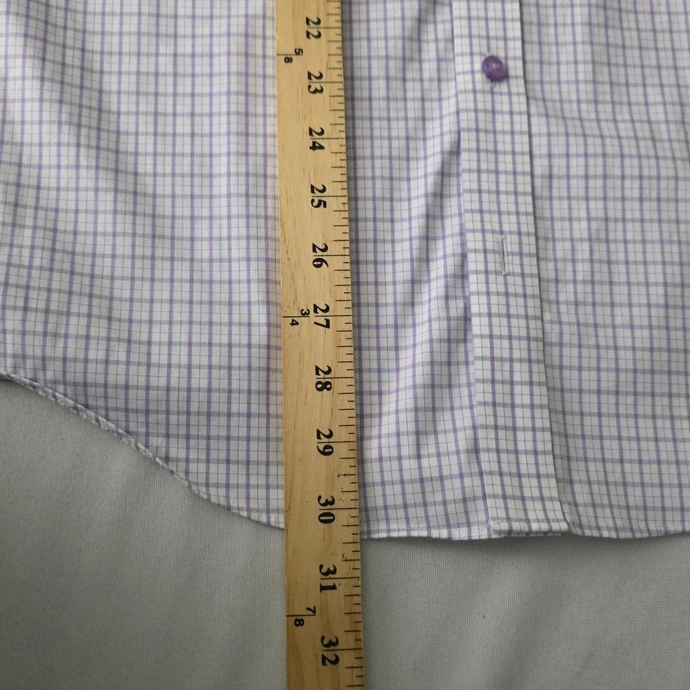 Twillory Performance Dress Shirt Mens Tailored Fit Purple Check Stretch 15 34-35